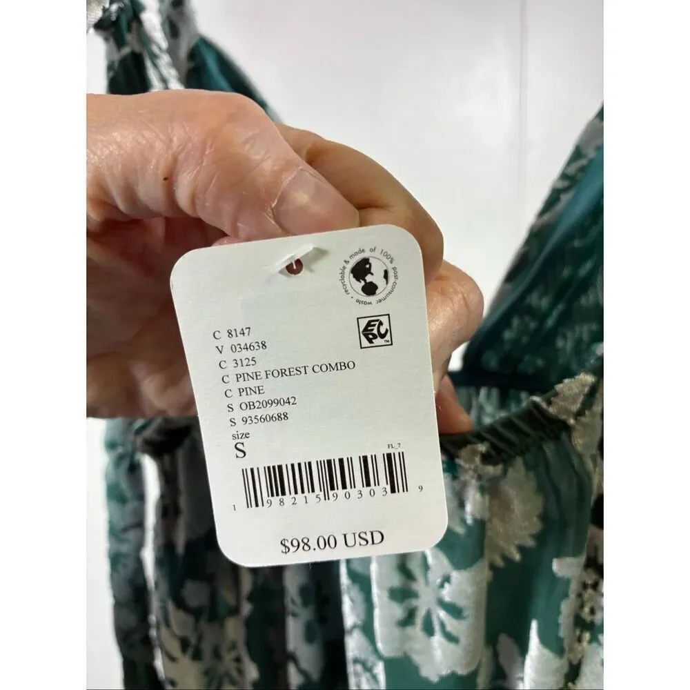 Intimately Free People NWT Floral Crushed Velvet Dress in Sage Size S
